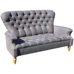 Traditional Grey Tufted Settee