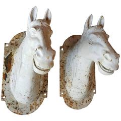 Pair of Vintage Cast Iron Horse Heads