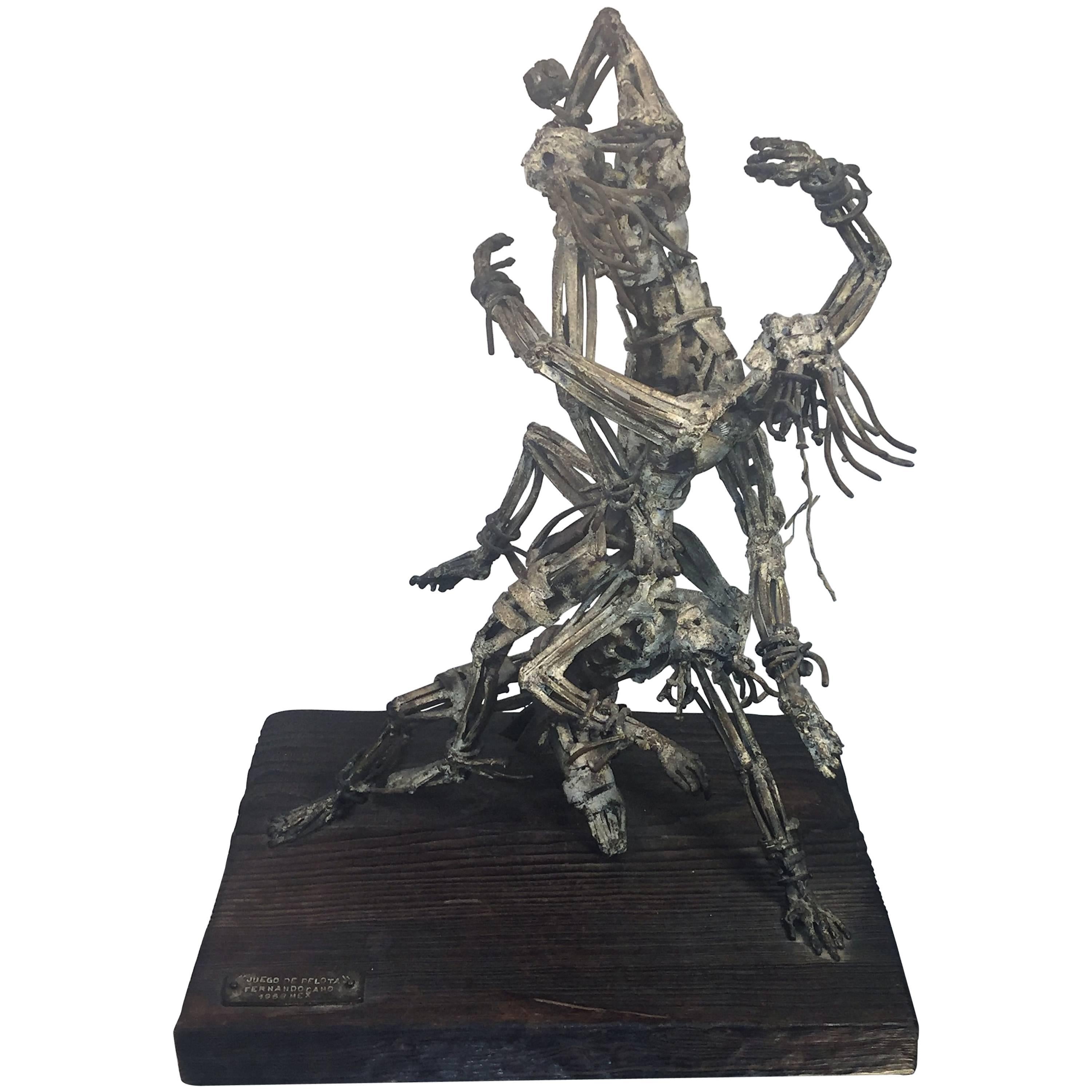 Fantastic Mexican Brutalist Three Figure Abstract Sculpture For Sale