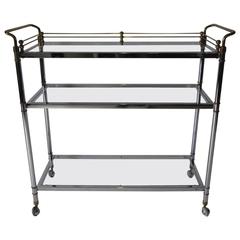 Italian Brass and Chrome Bar or Serving Cart