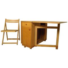 Mid-Century Modern Drop-Leaf Table with Chairs 11