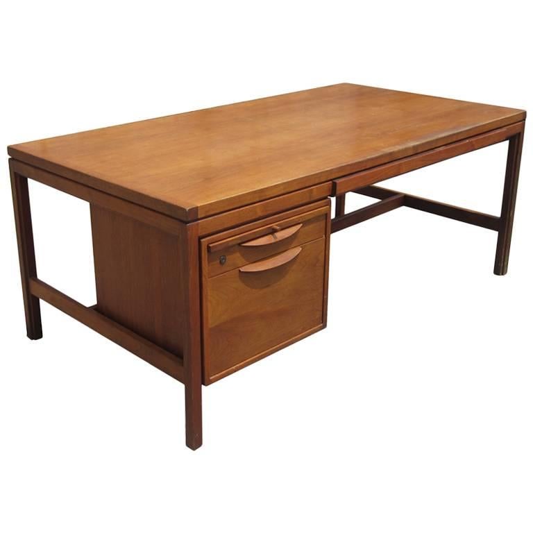 Vintage Mid-Century Modern Walnut Jens Risom Desk at 1stDibs | vintage ...