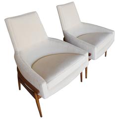 Striking Pair of 1950s Upholstered Lounge Chairs Attributed to Adrian Pearsall