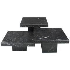 Three-Piece Nero Marquina Marble Low Tables by Stone International S.P.A, Italy