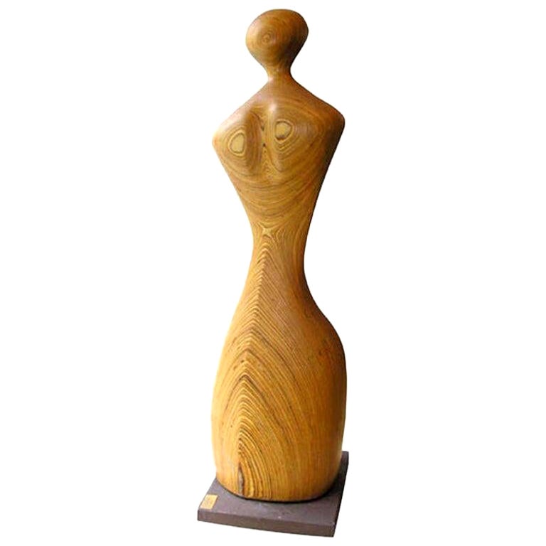 Large Wooden Sculpture of an Archer dated and Signed, France 1968 For Sale at 1stDibs