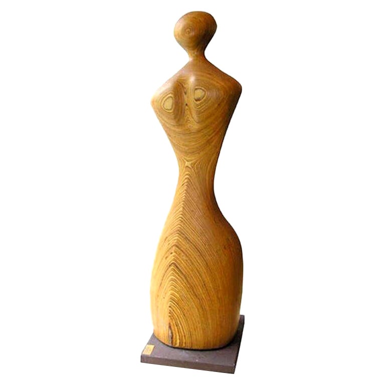 Sculpture by Dick Shanley, circa 1984, Tall Wood Sculpture, USA, Laminated Wood For Sale