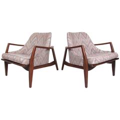 Pair of Mid-Century Modern Sculptural Walnut Lounge Chairs 12