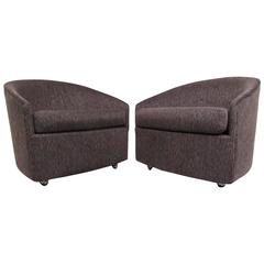 Pair of Stylish Mid-Century Modern Barrel Back Lounge Chairs after Milo Baughman 9