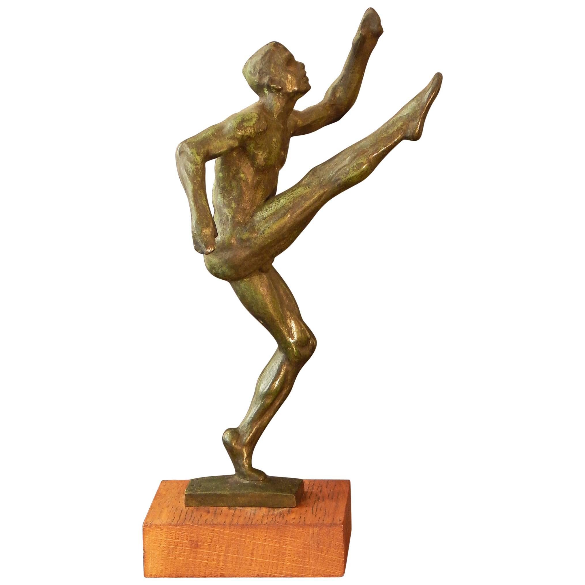 "Punter, " Rare 1940s Depiction of Football Kick by Joe Brown, Sports Sculptor