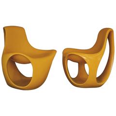 Pair of 1970s Swiss Fiberglass Easy Chairs Attributed to Luigi Colani