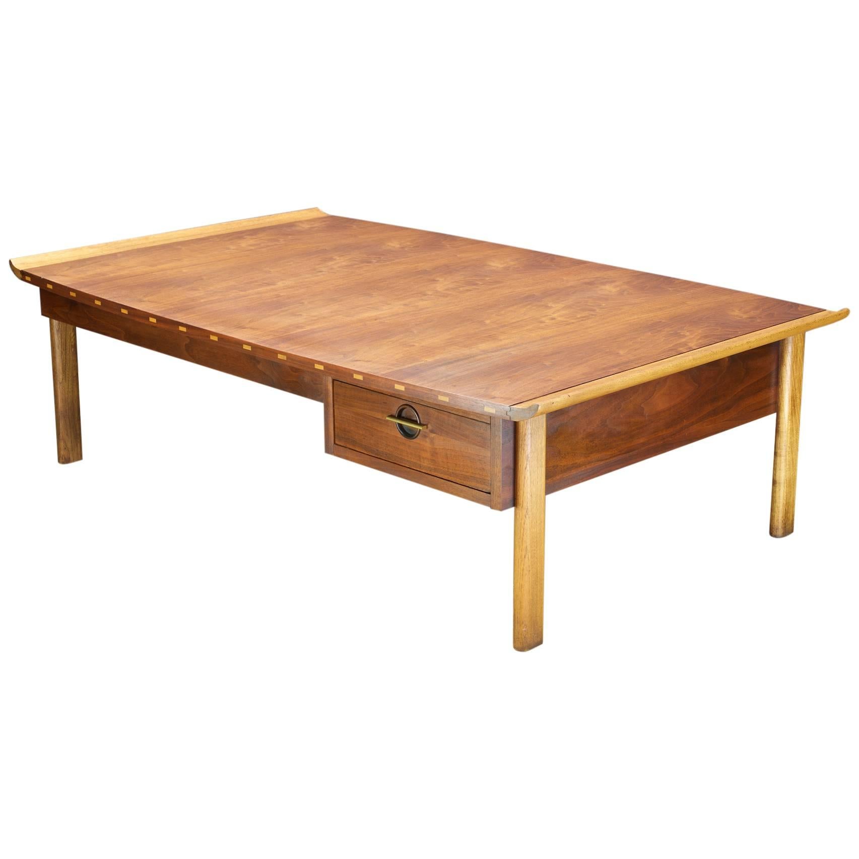 Asian Styled Mid-Century Modern Flairing and Bowed Coffee Table