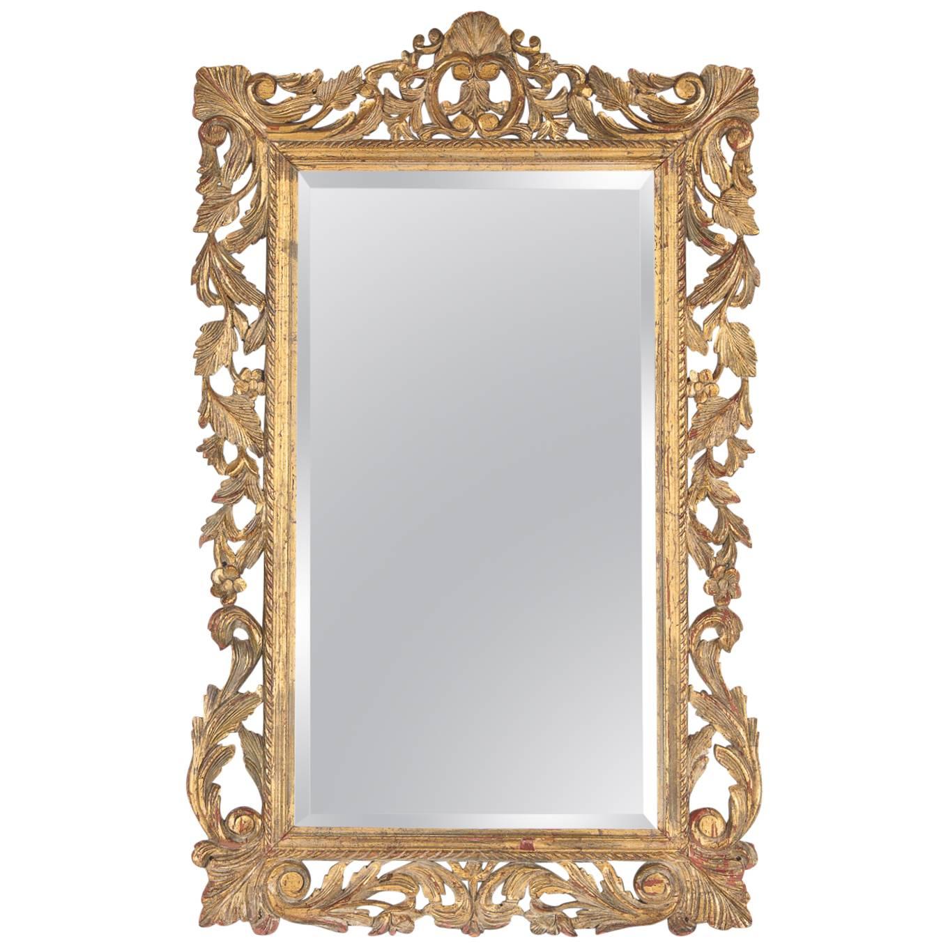 French Rococo Style Mirror with Gilt Wood Frame, Early 1900s