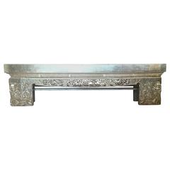 19th Century Silver Chinese Carved Wood "Opium" Bench