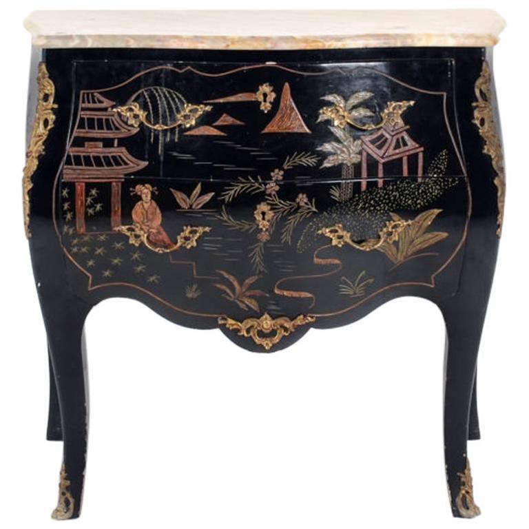 French Louis Xv Gilt Bronze Mounted Black Lacquer Chinoiserie French Black Lacquer Chinoiserie Commode
