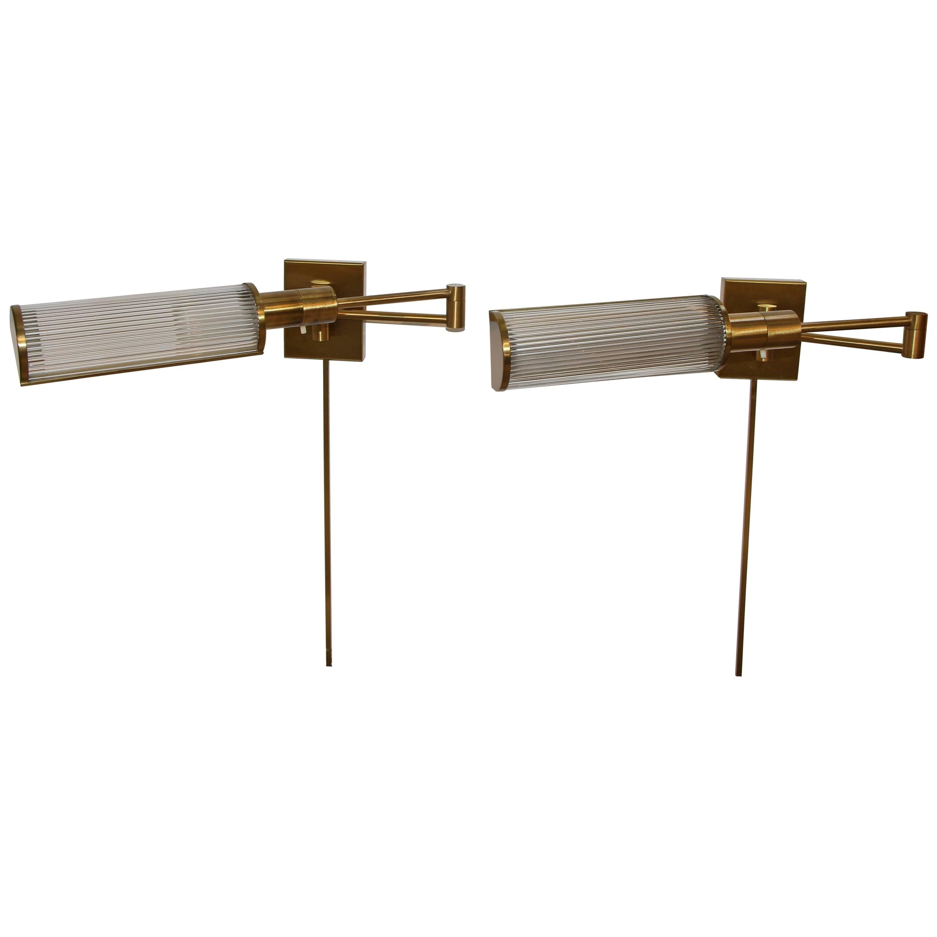 Nice Pair of Glass Rod Extending Sconces by Casella Lighting