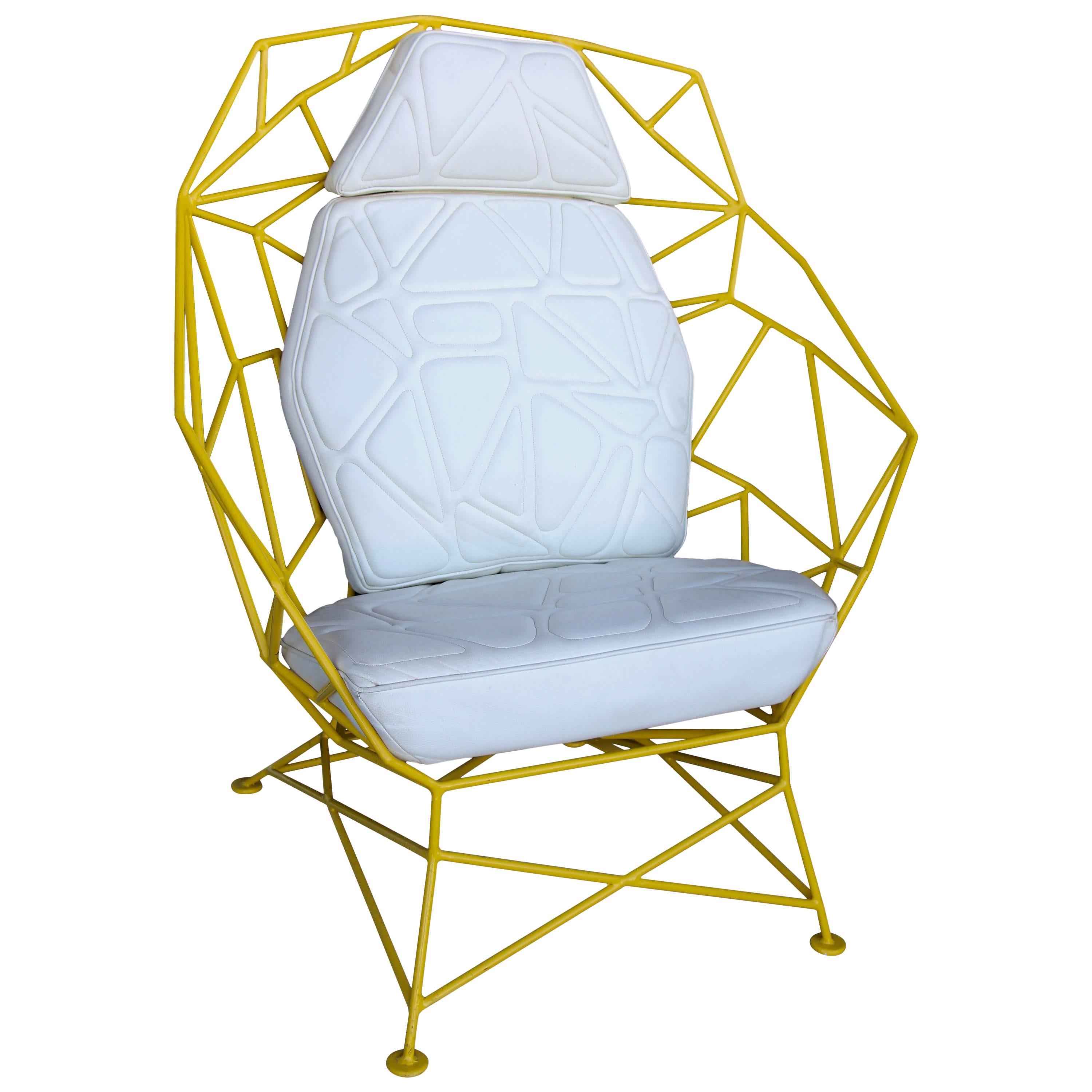 Custom Handmade Powder Coated Chair with Stylized Stitch Detail  Cushions