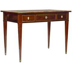 19th Century French Directoire Three-Drawer Figured Mahogany Writing Desk