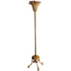 Gilbert Poillerat Floor Lamp in Gold Leaf Wrought Iron 5