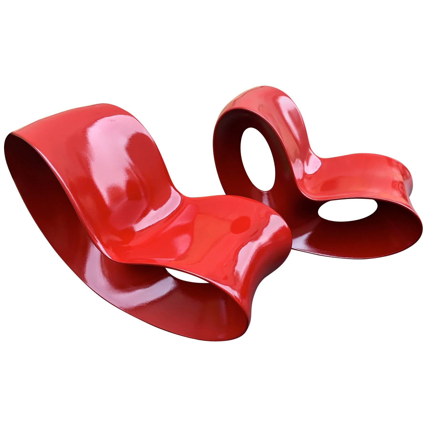 Rare Red Lacquer Voido Pair of Chairs by Ron Arad For Sale