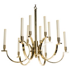 Frederick Copper Modernist Brass Chandelier