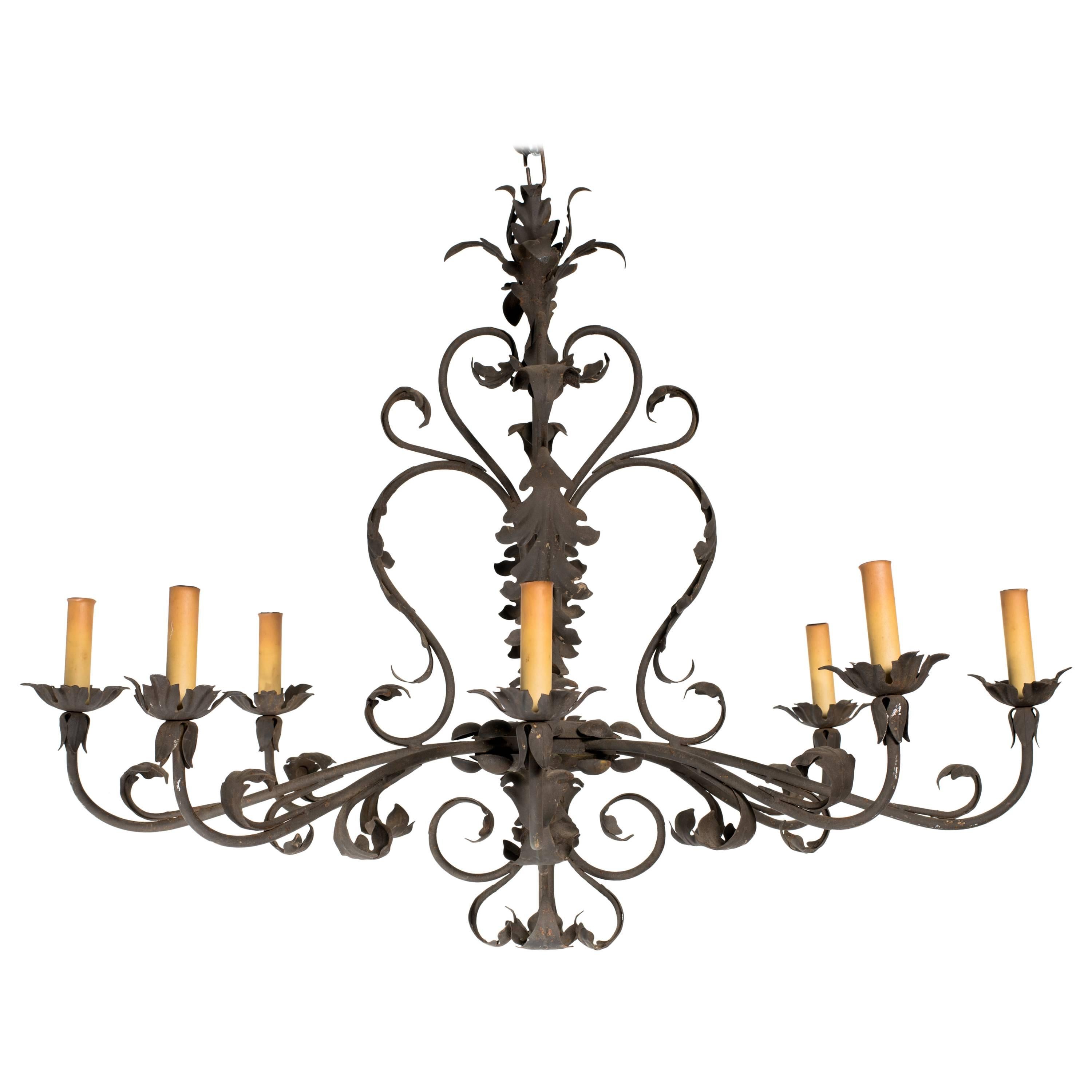 1940s Iron Gothic Chandelier For Sale at 1stDibs