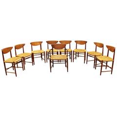 Set of Nine Peter Hvidt Model 316 Teak Dining Chairs