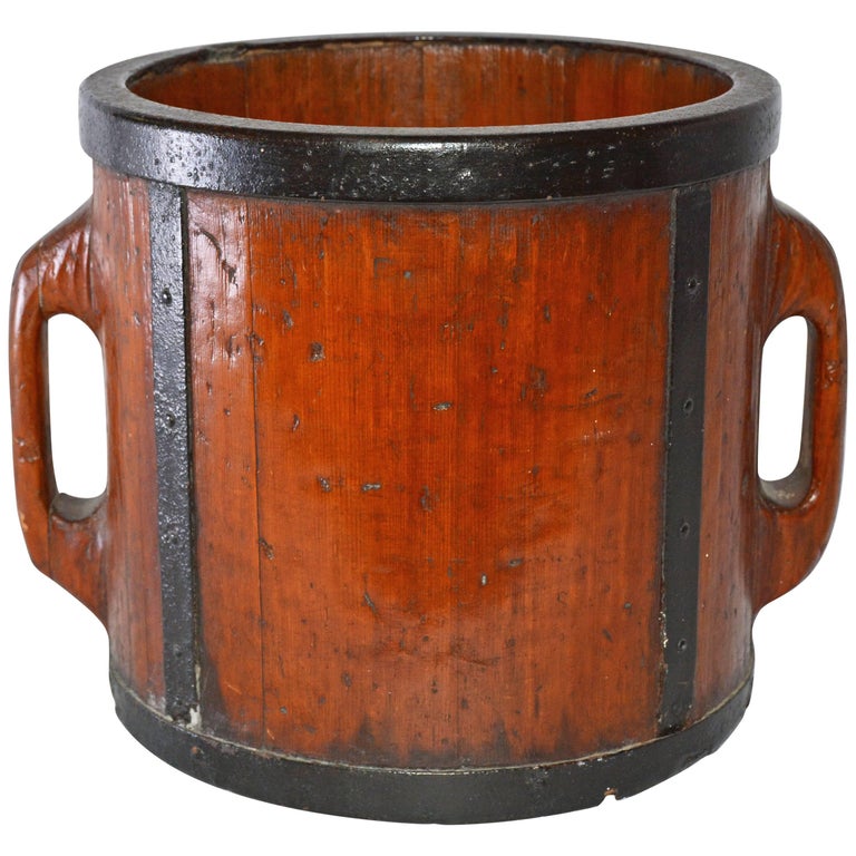 Antique Chinese TwoHandled Wood Bucket at 1stDibs