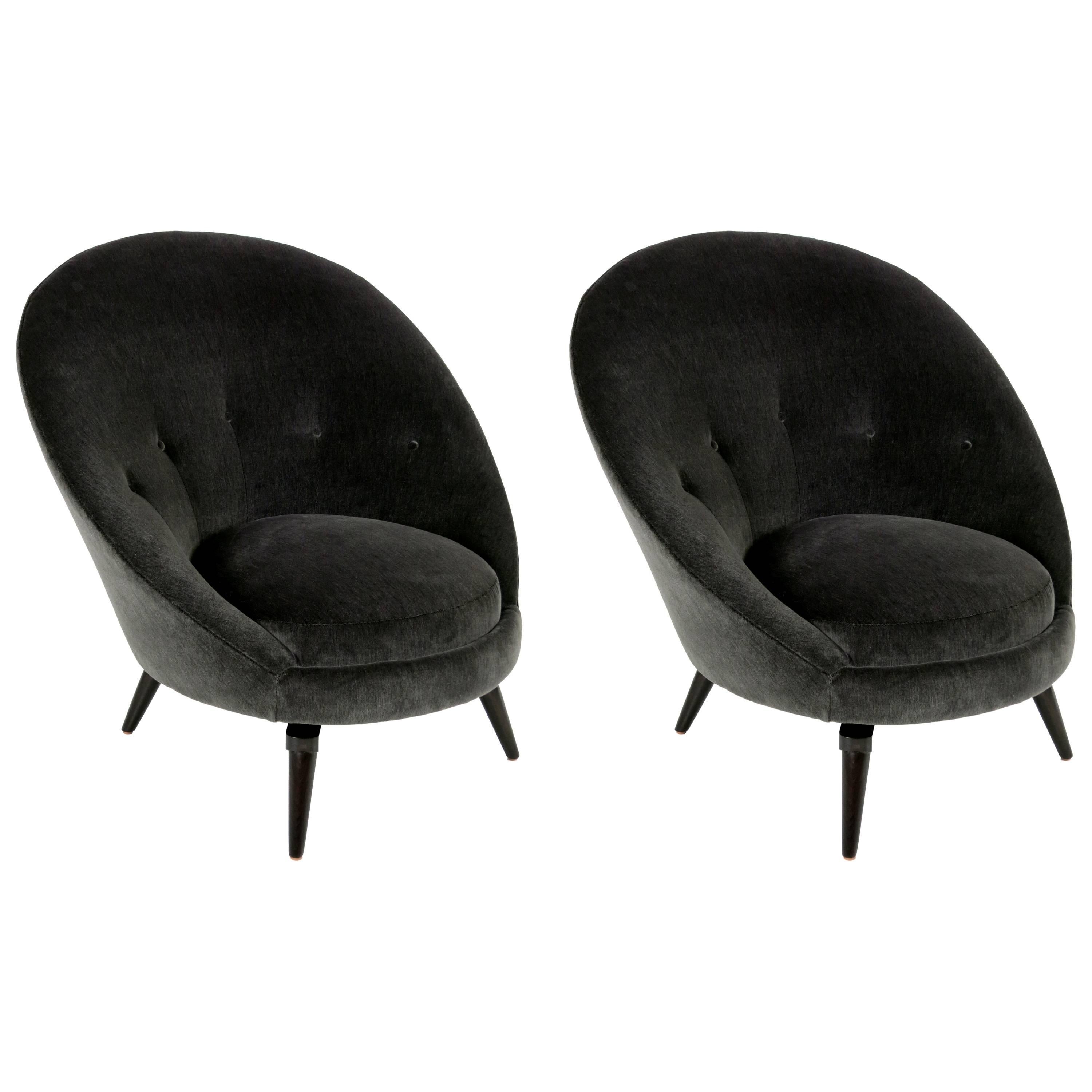 Pair of Swivel Egg Chairs in the Style of Royere