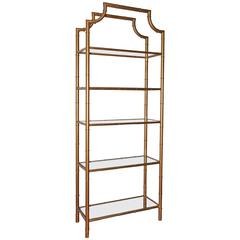 Retro Chinese Chippendale Faux Bamboo Etagere