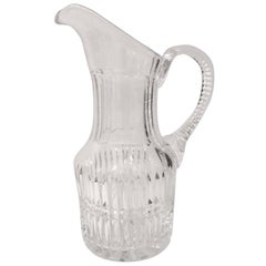 1920'S Baccarat Style Brilliant Cut-Crystal Handled Pitcher