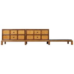 Console modulaire Henredon Vintage en châtaignier et pécan