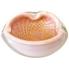 1950s Pink and Gold Murano Shell Bowl