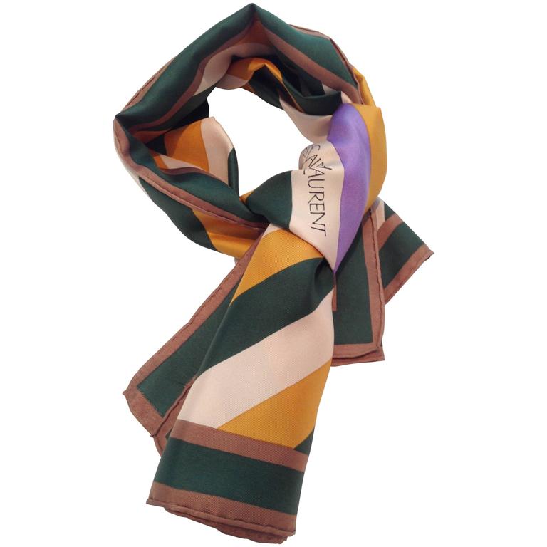 Ysl Geometry Pattern 1970s YSL Paris Silk Geometric Pattern Scarf at 1stDibs