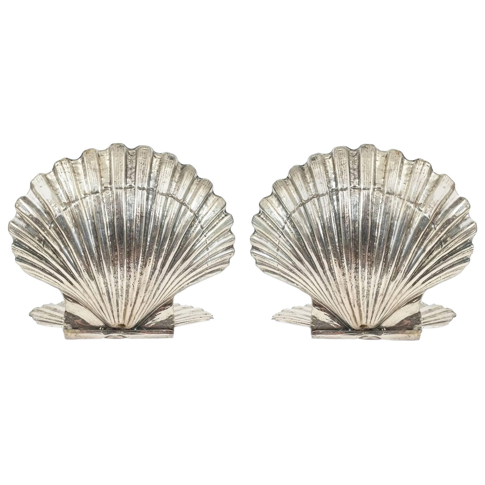 Pair of French Silvered Shell Wall Lights