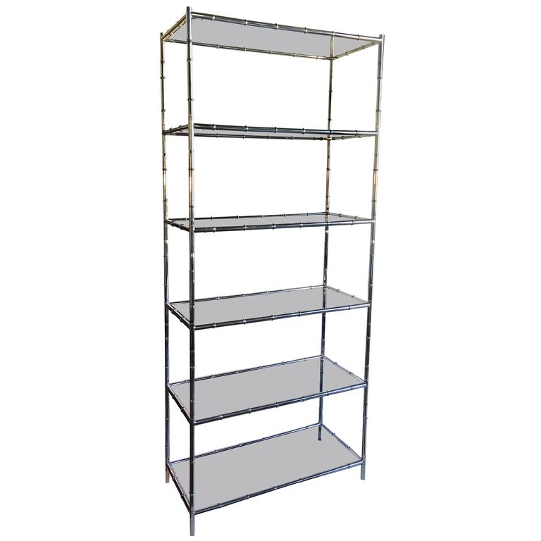 Mid Century Modern Aluminum And Glass Etagere Style of Paul Mayen at