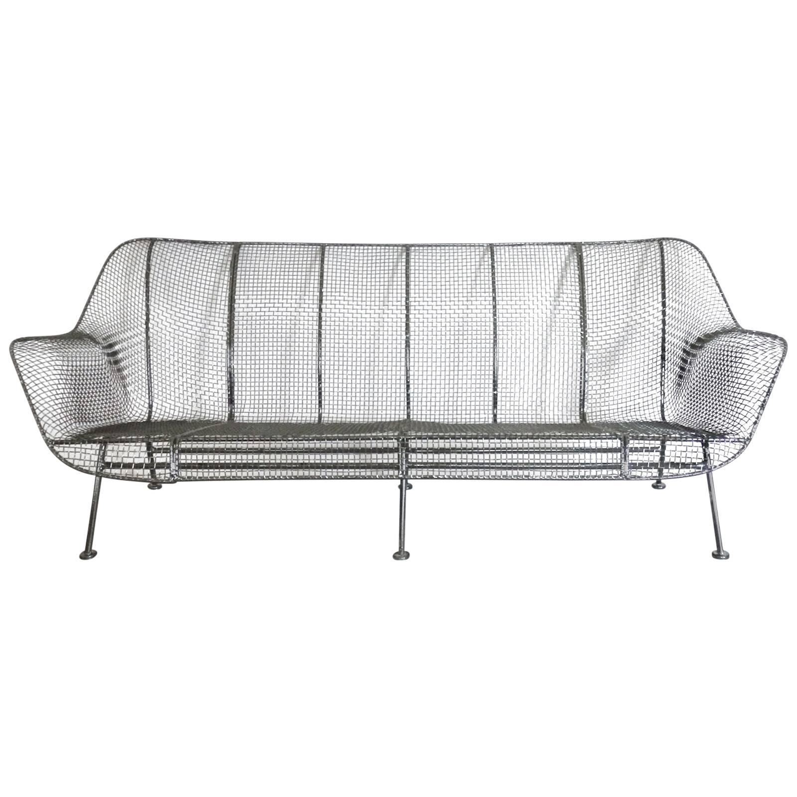 Full Size Woodard Wrought Iron with Steel Mesh Couch
