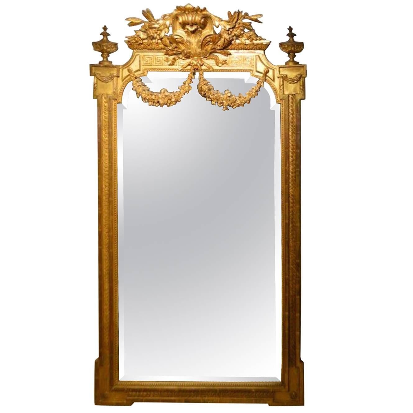 Fine Quality Carved Giltwood Late French Mirror, 19th Century