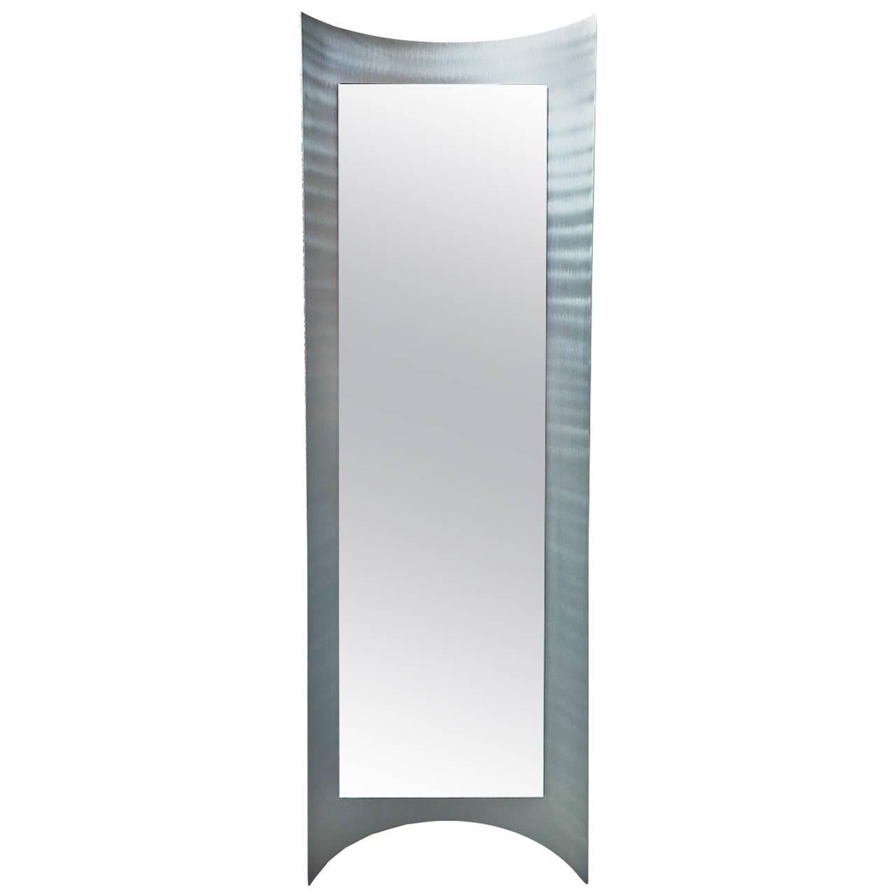 Rare Mirror in Curved Aluminum, Designed by Paolo Rizzatto