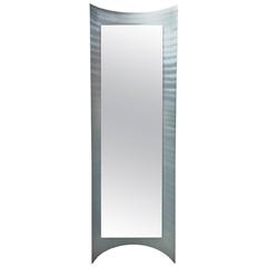 Rare Mirror in Curved Aluminum, Designed by Paolo Rizzatto