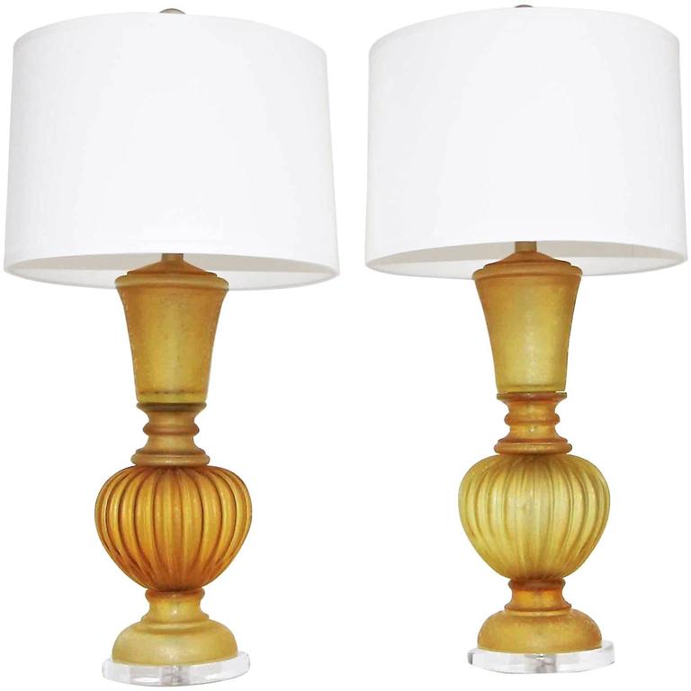 Pair Of Marbro Seguso Murano Amber Corroso Table Lamps For At Pair Of Marbro Seguso Murano Amber Corroso Table Lamps For