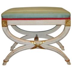Hollywood Regency Paint Decorated “X” Form Bench or Footstool 2