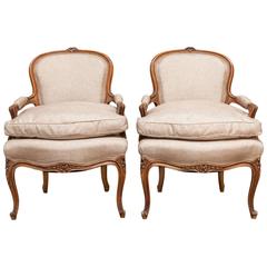 Pair of 19th Century Louis XV Carved Fauteuils