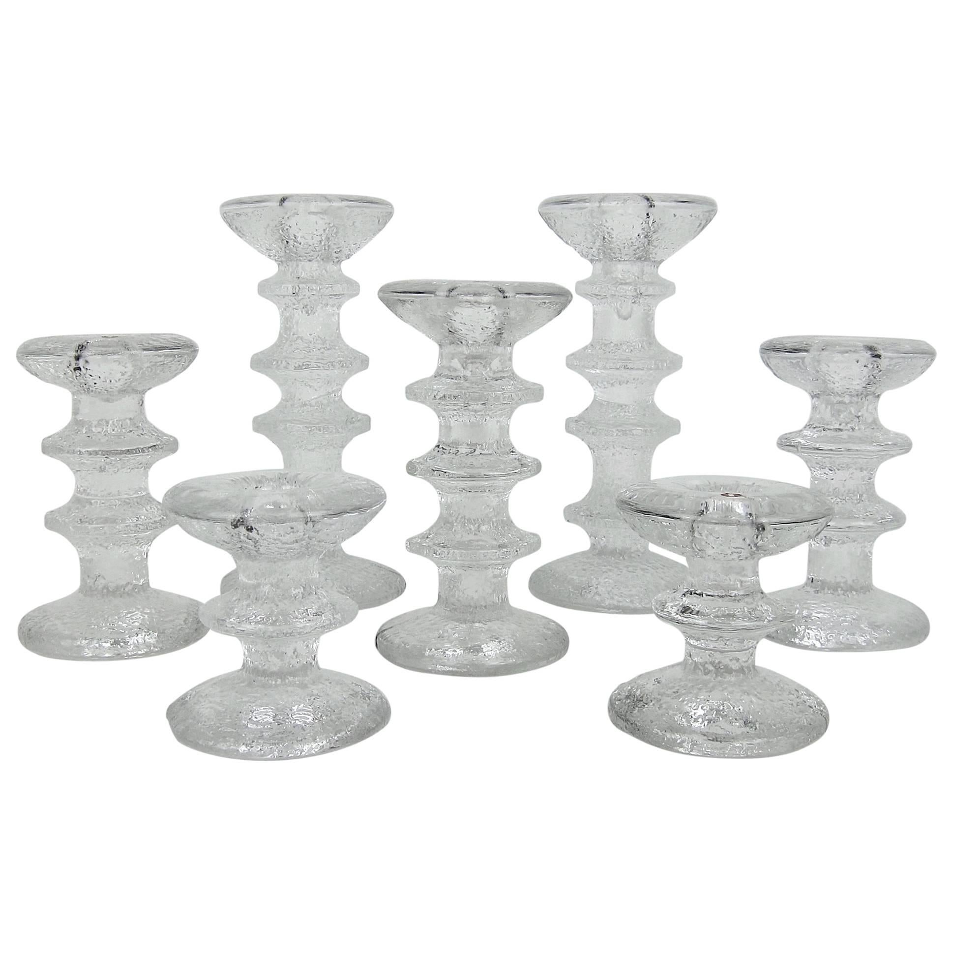 Iittala Festivo Glass Candlesticks Designed by Timo Sarpaneva of Finland