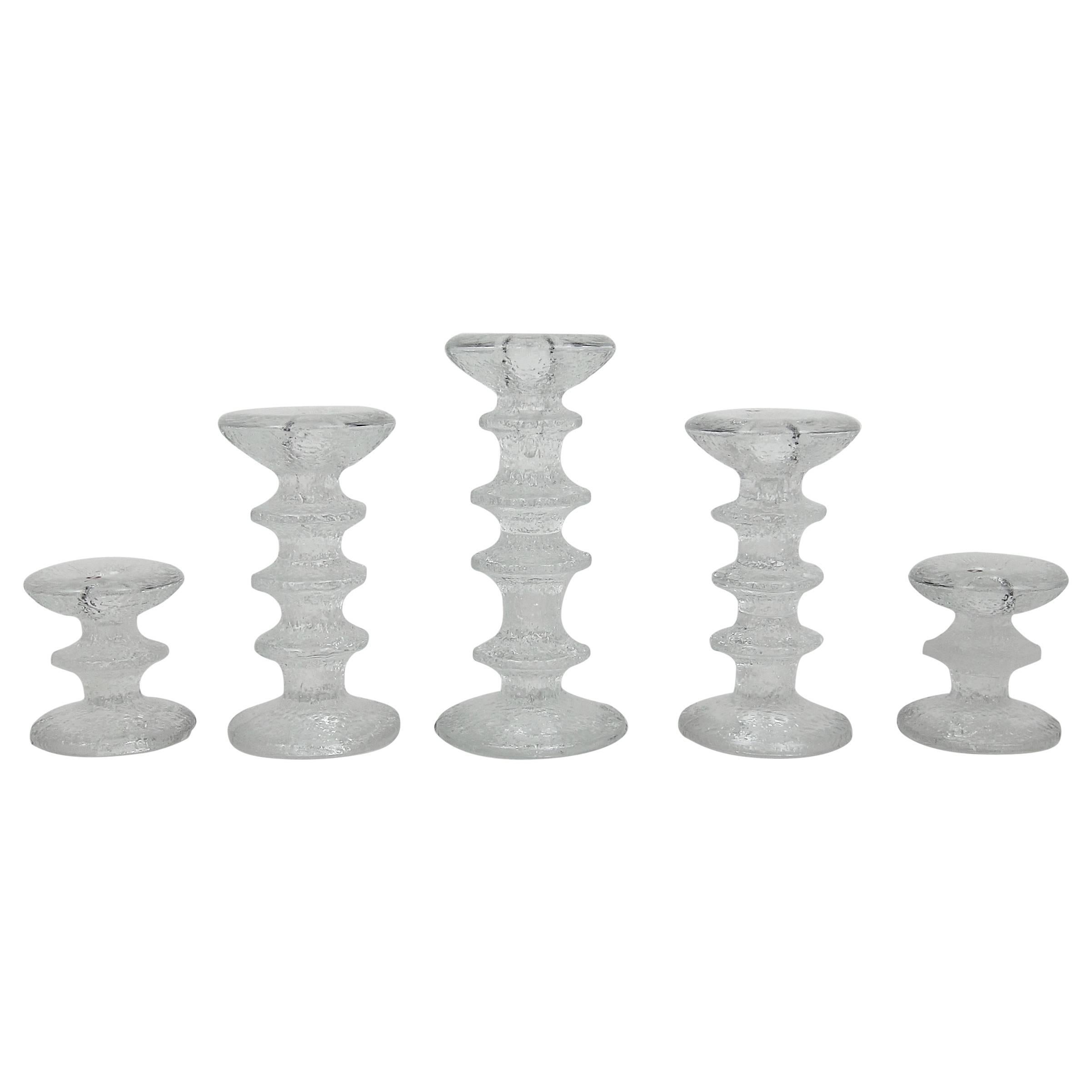 Iittala Festivo Glass Candle Holders Designed by Timo Sarpaneva of Finland