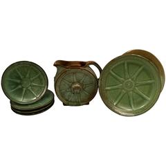 Mid-Century Frankoma "Wagon Wheel" Dinnerware, Set of Seven