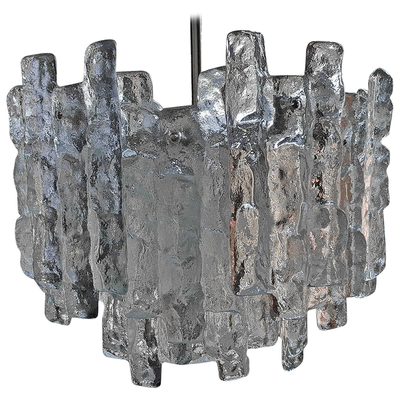 Beautiful Mid-Century Kalmar Ice Glass Chandelier