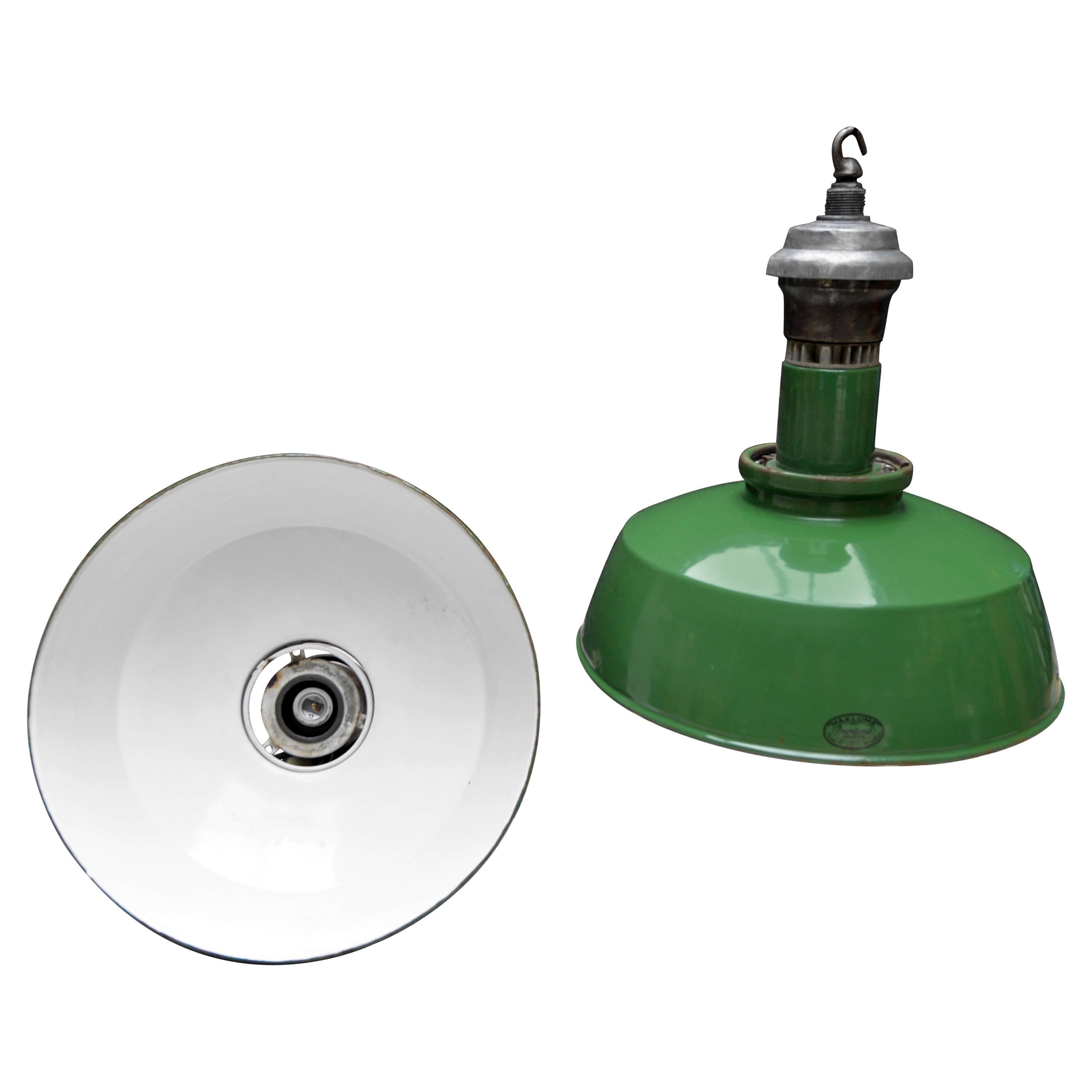 "Maxlume" Overlamp Reflector Large Green Industrial Pendants For Sale