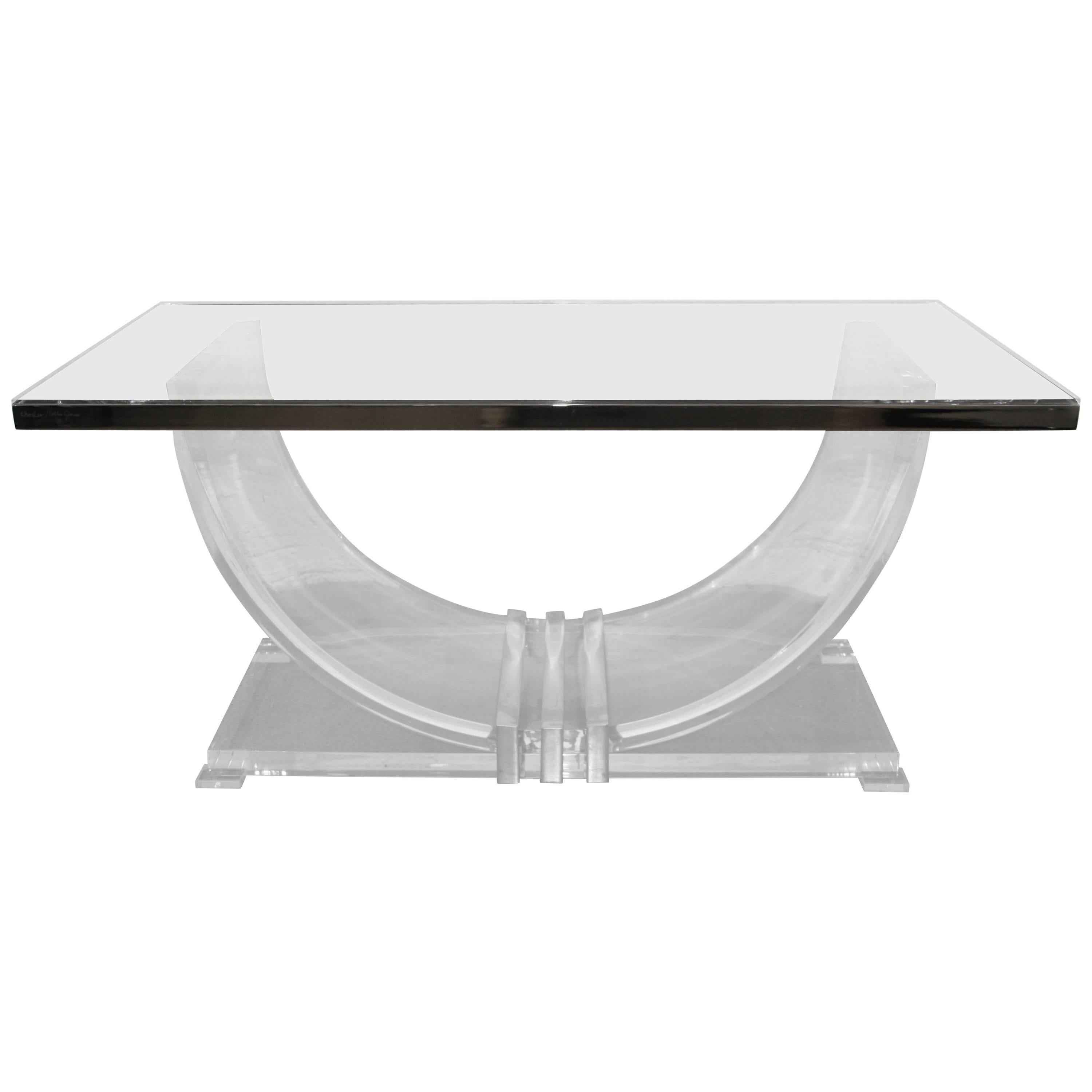 Lucite and Metal Top Table from the 1970s