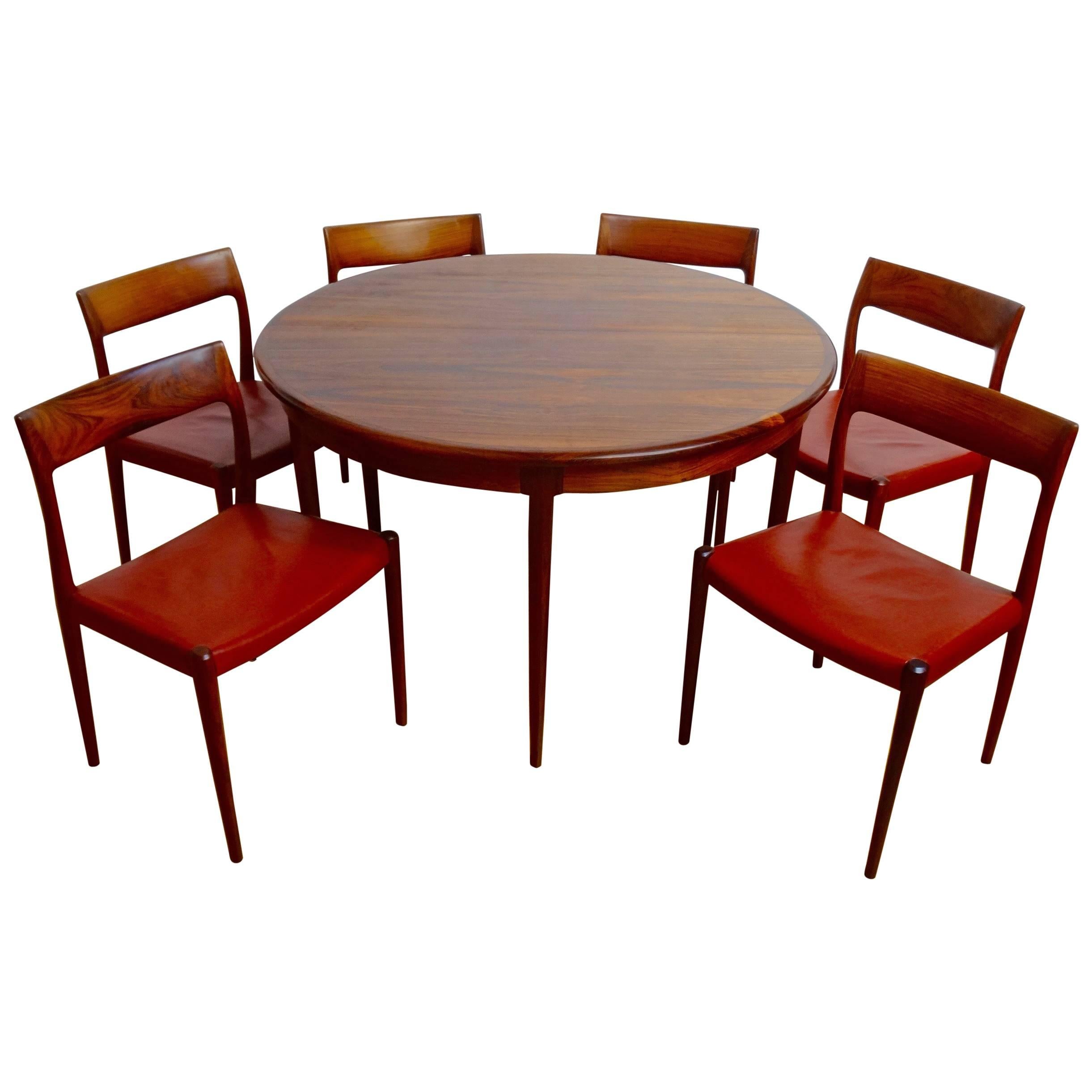 Jacaranda Dining Table with Six Chairs by Niels O. Møller