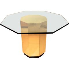 Mastercraft Brass Octagonal Pedestal Base Dining Table